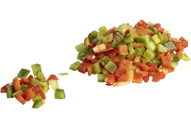 Paprika rood-groen brunoise 10mm bak 1kg